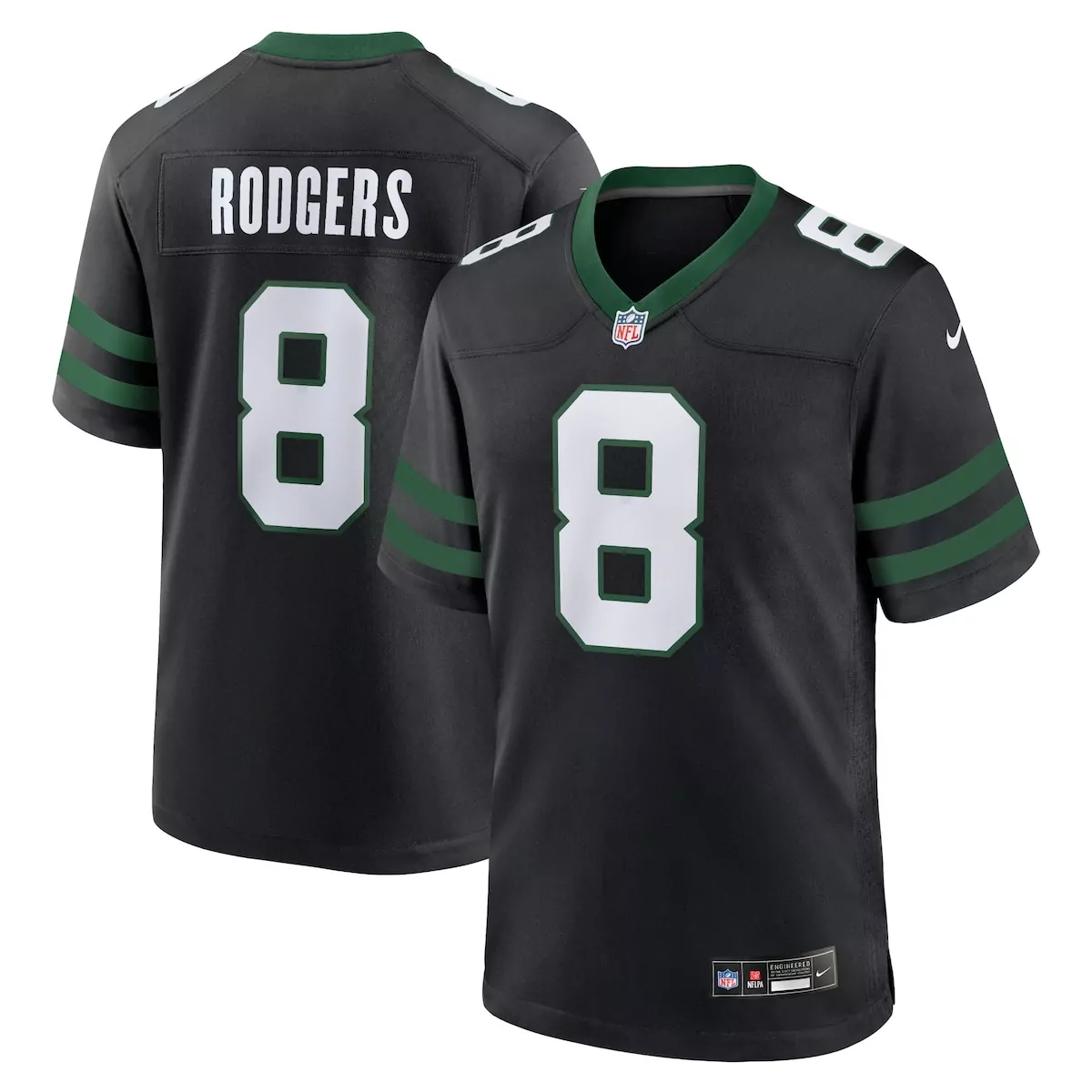 new york jets aaron rodgers legacy black alternate game jersey okn