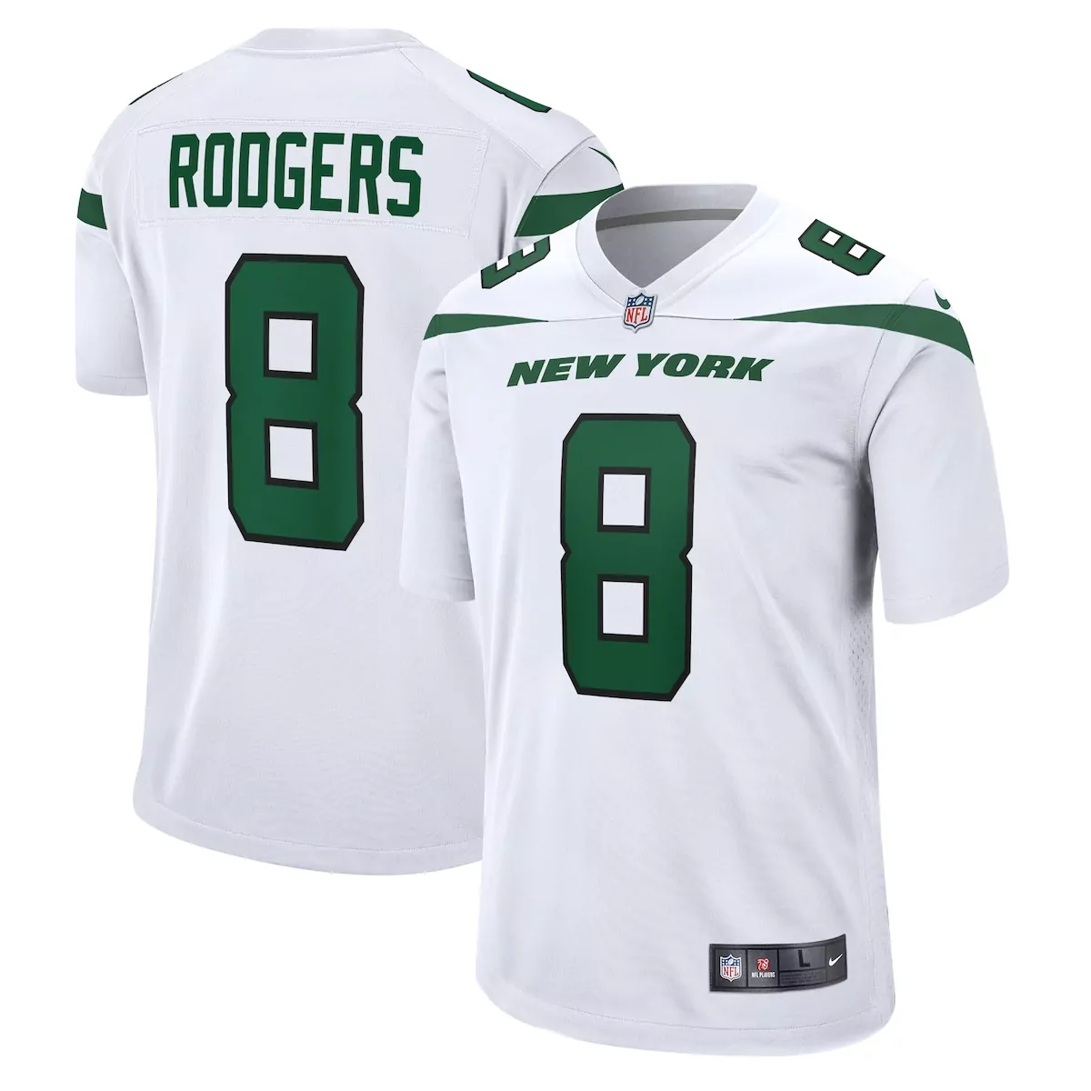 new york jets aaron rodgers white game jersey ykz