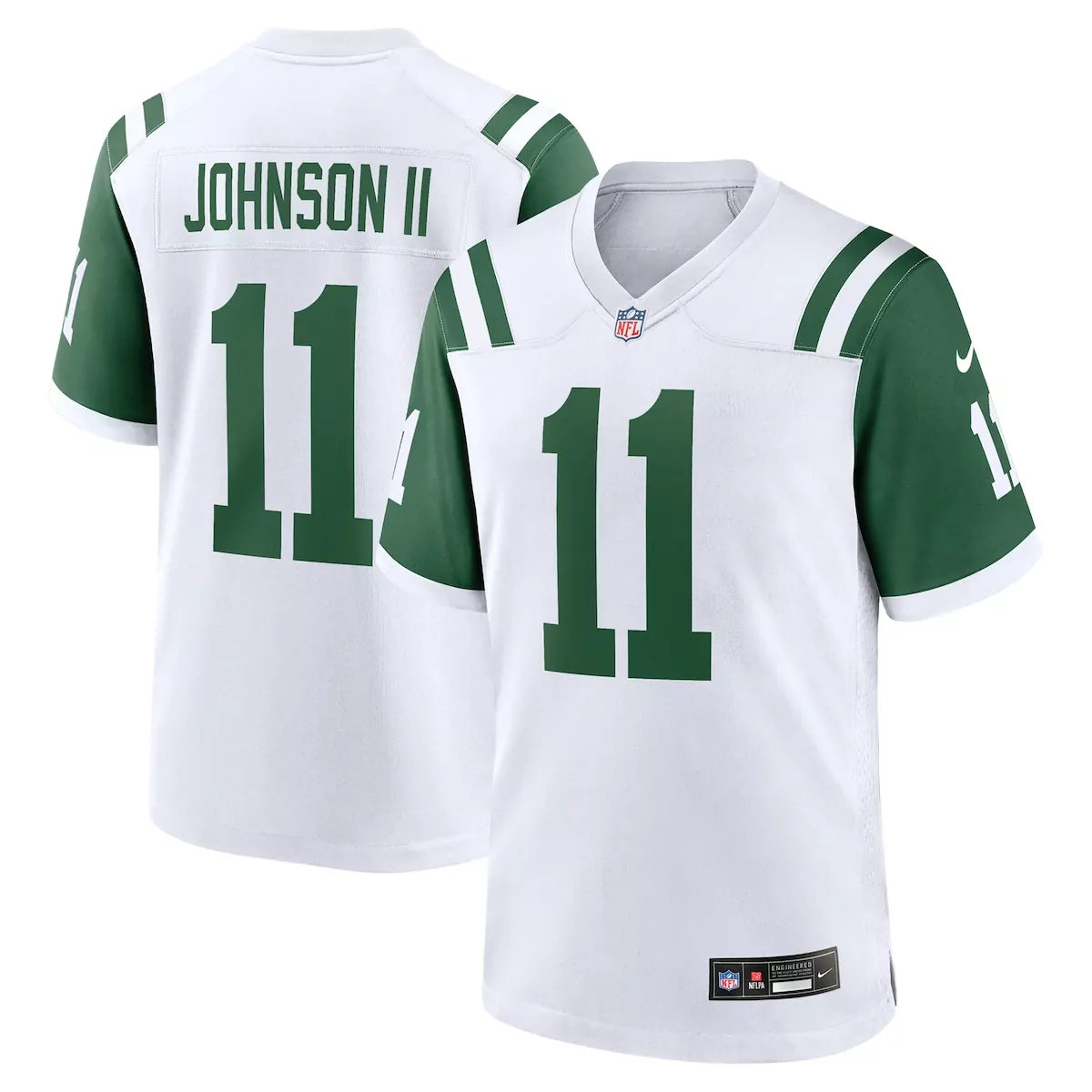 new york jets jermaine johnson ii white classic alternate game jersey