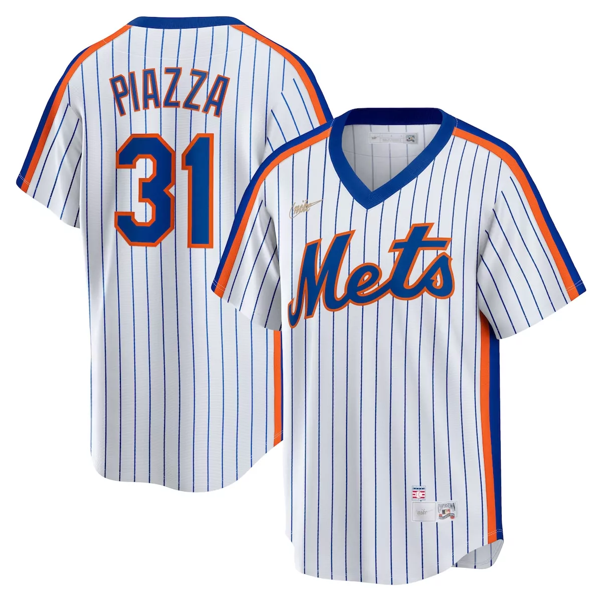 new york mets mike piazza white home cooperstown collection player jersey
