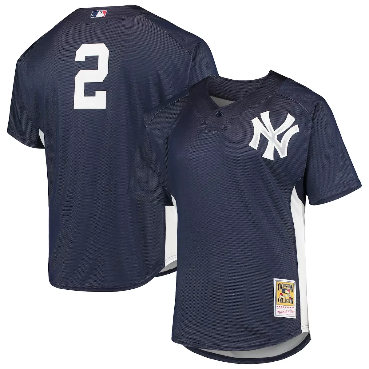 new york yankees derek jeter navy cooperstown collection mesh batting practice button up jersey