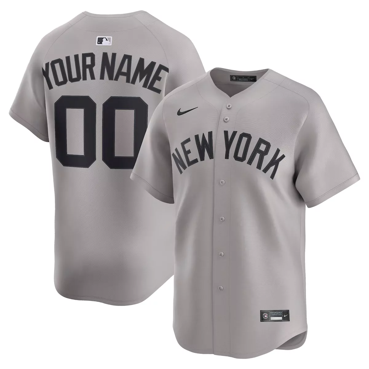 new york yankees gray away limited custom jersey