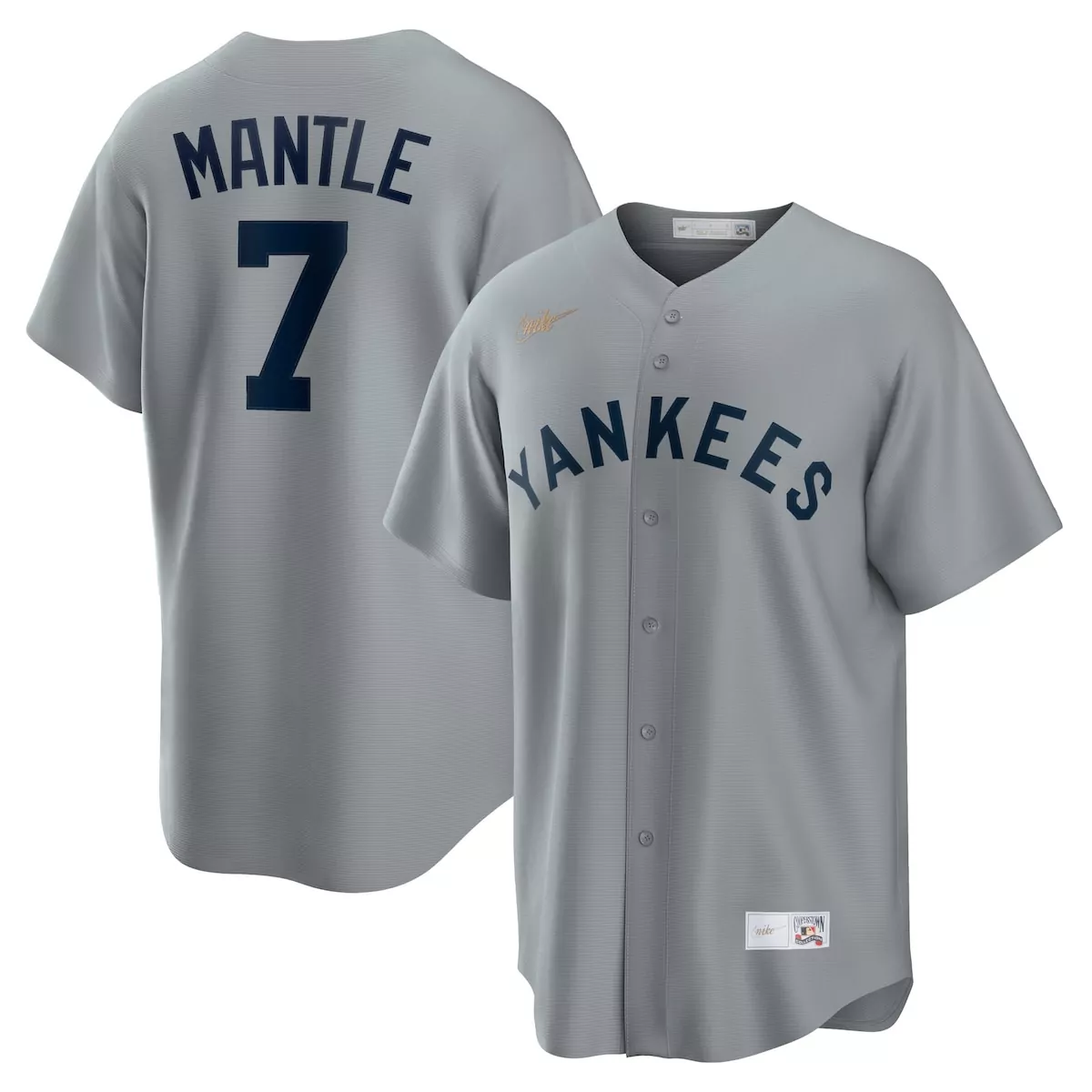 new york yankees mickey mantle gray road cooperstown collection player jersey