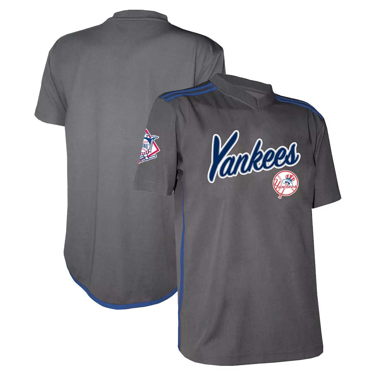 new york yankees stitches charcoal team v neck jersey
