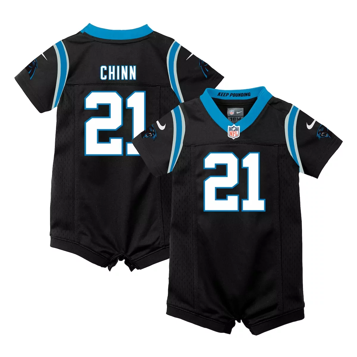 newborn carolina panthers jeremy chinn black romper game jersey