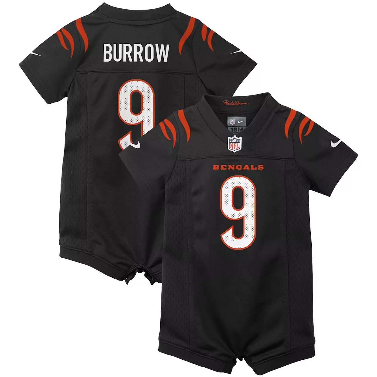 newborn infant cincinnati bengals joe burrow black game romper jersey 5nb