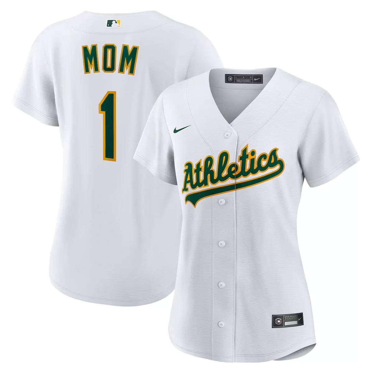 oakland athletics white 1 mom home jersey