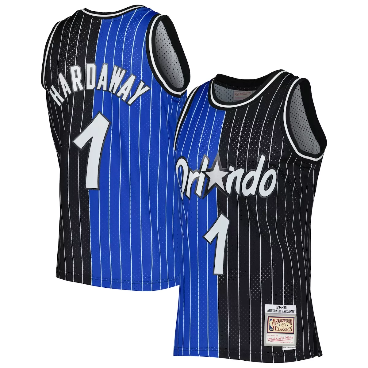 penny hardaway blue black orlando magic hardwood classics 1994 95 split jersey