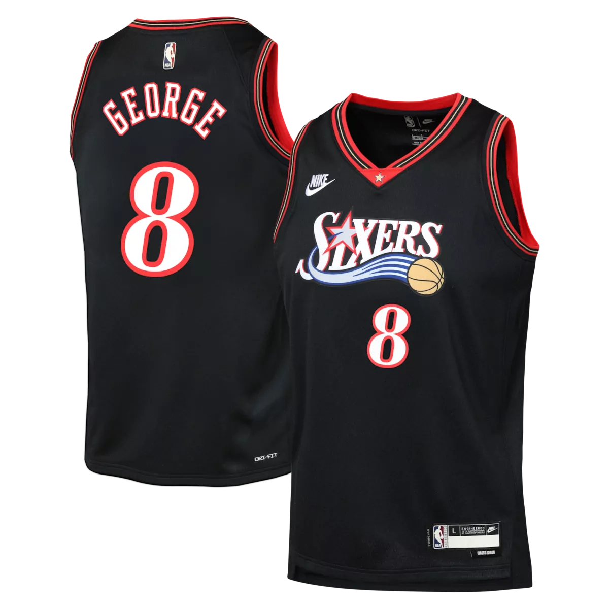 philadelphia 76ers classic edition jersey black paul george youth