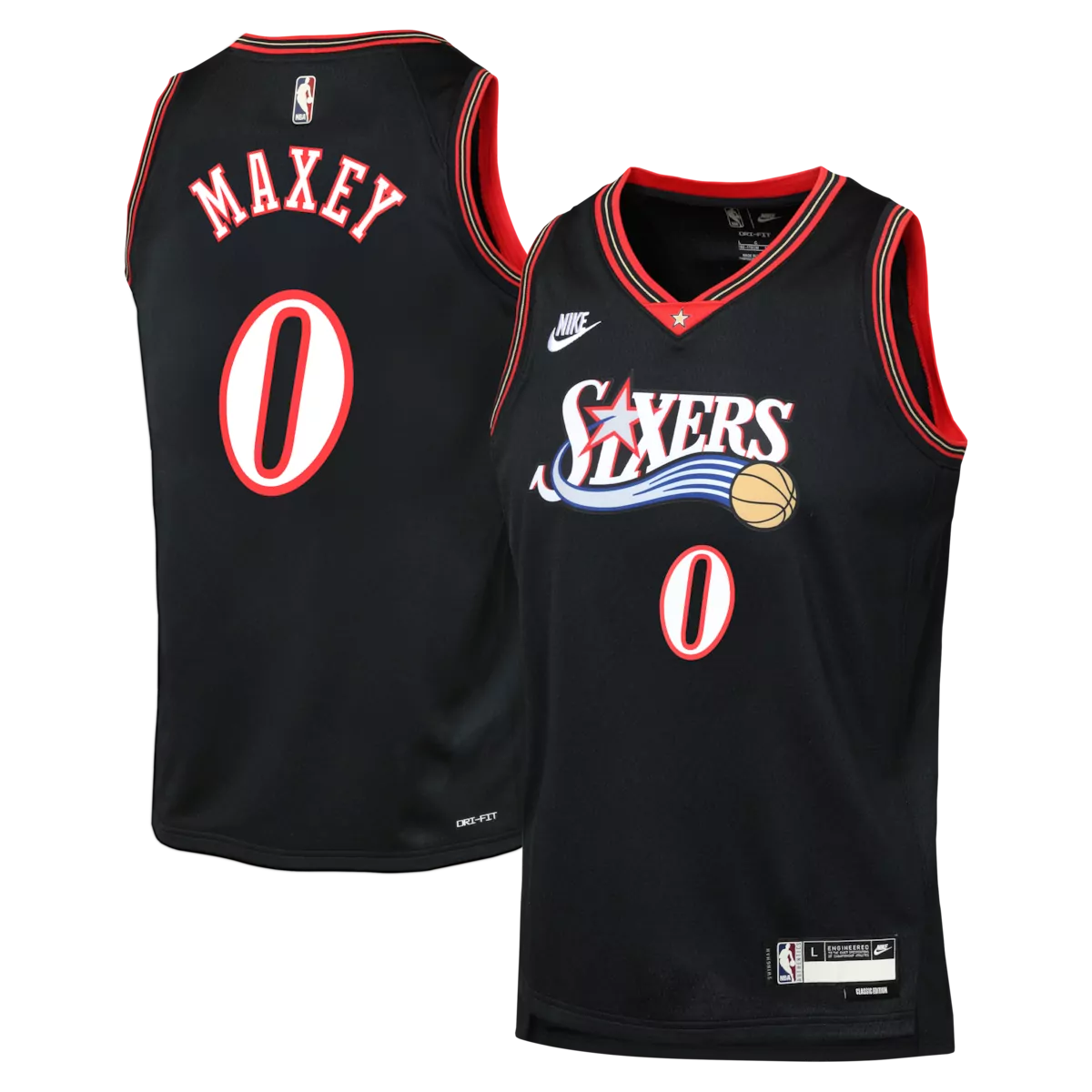 philadelphia 76ers classic edition jersey black tyrese maxey youth