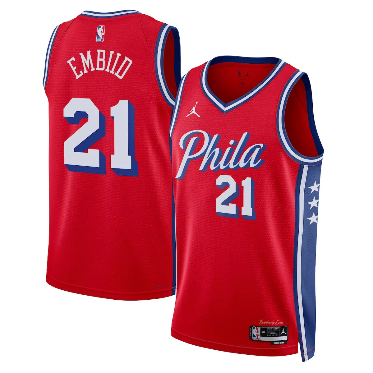philadelphia 76ers jordan statement edition jersey red joel embiid unisex