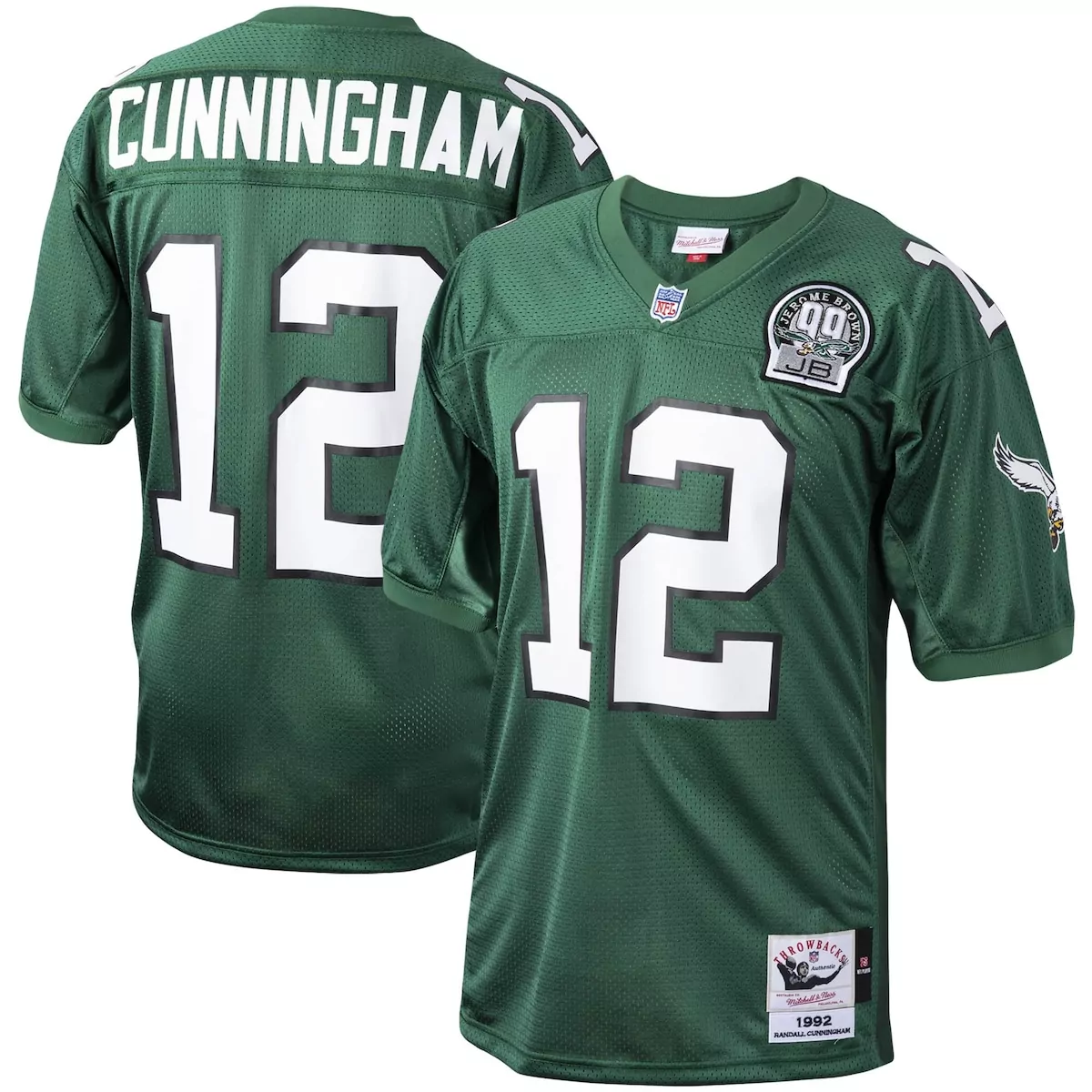 philadelphia eagles 1992 randall cunningham green throwback retired player jersey qu0