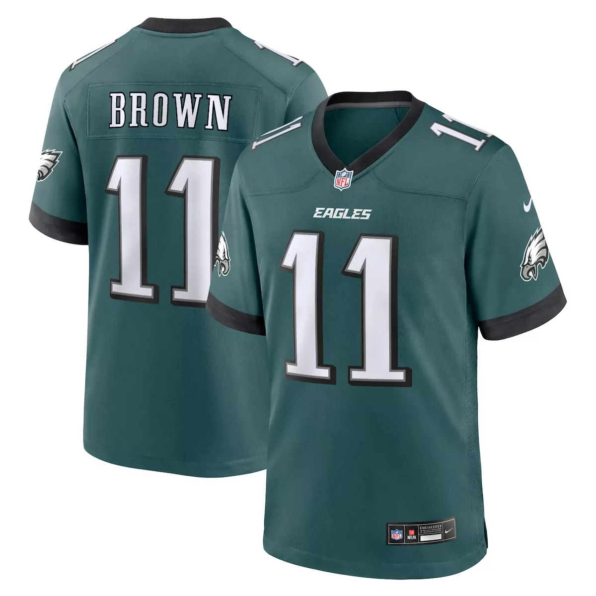 philadelphia eagles a j brown kelly green player jersey