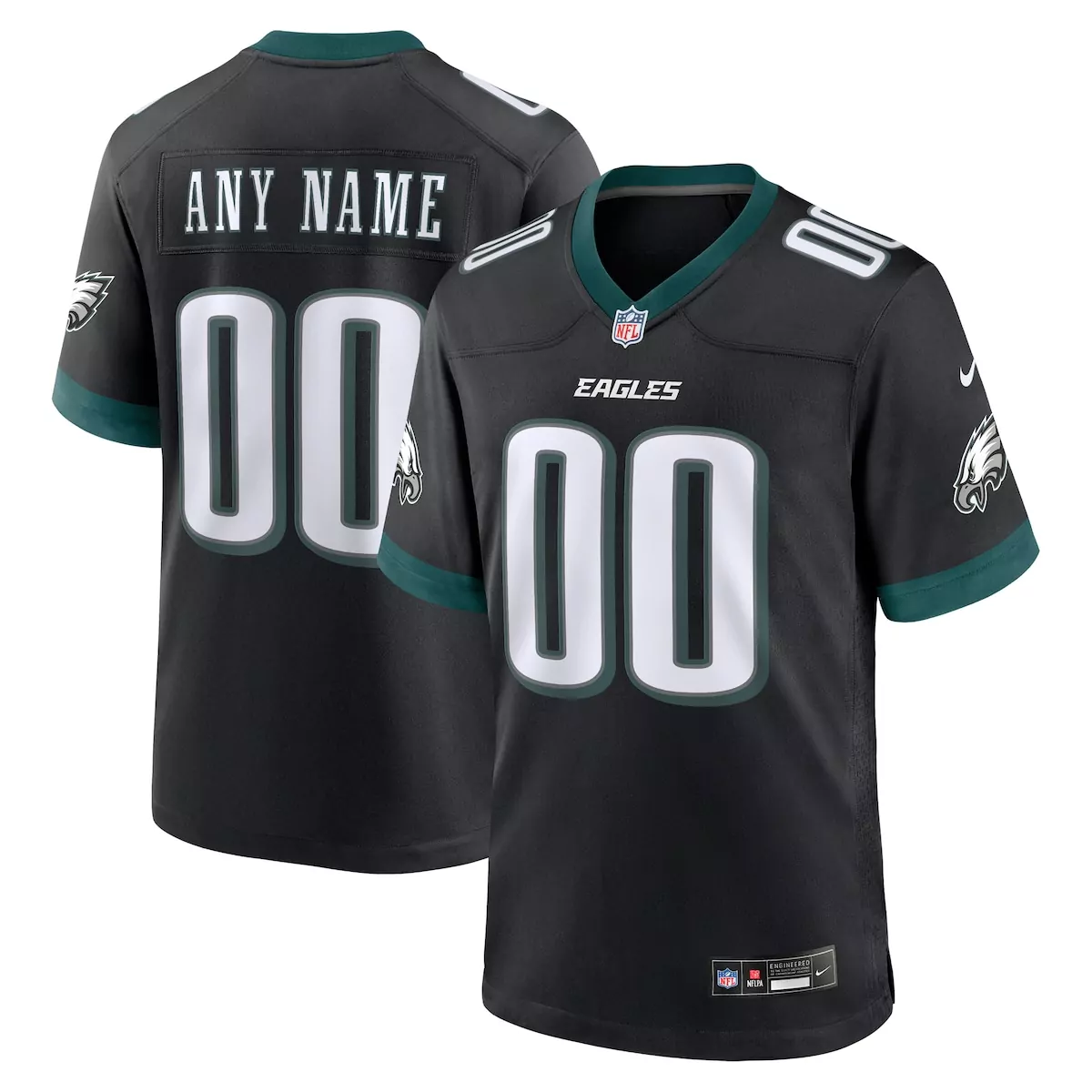 philadelphia eagles black alternate custom game jersey 88y