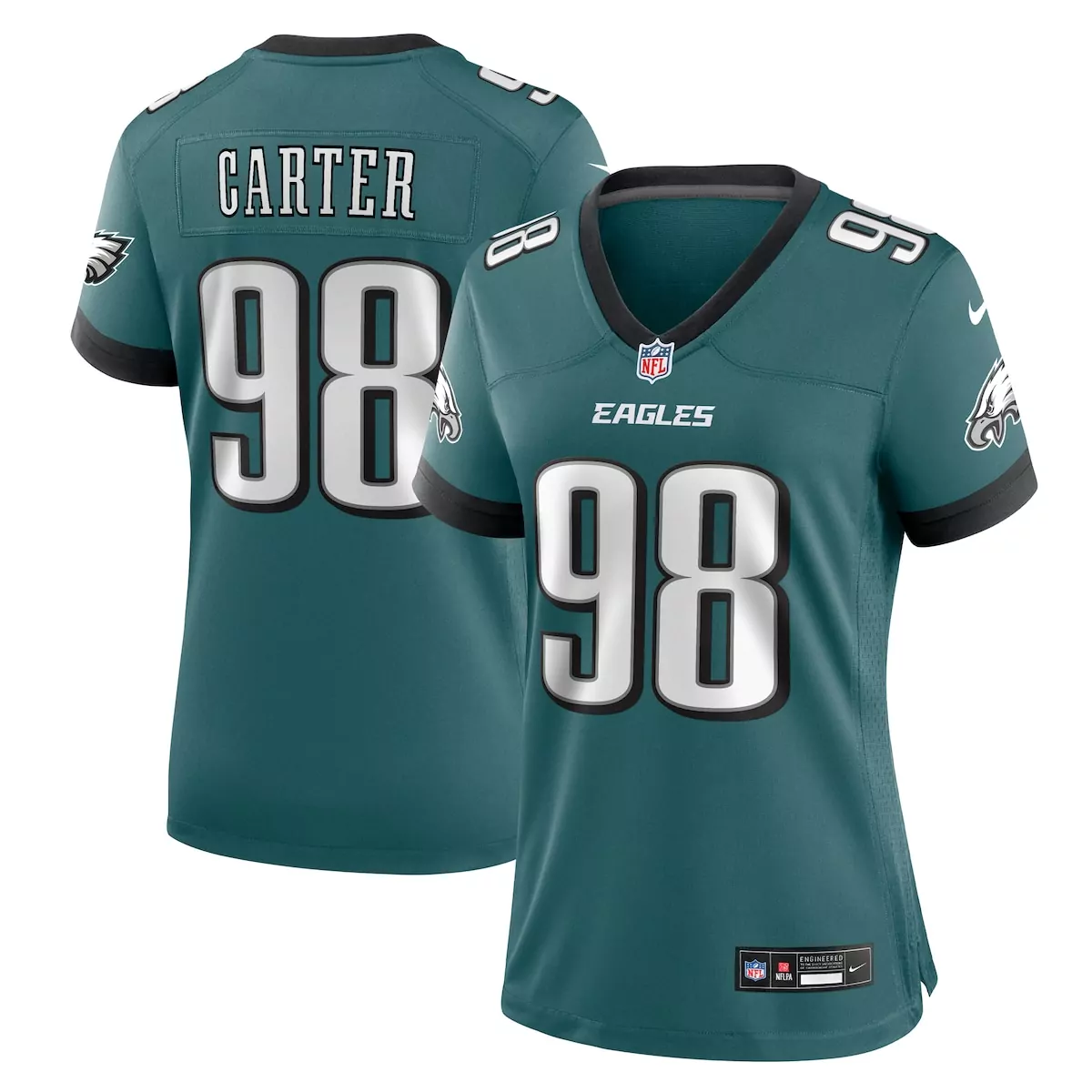 philadelphia eagles jalen carter midnight green team game jersey d7w
