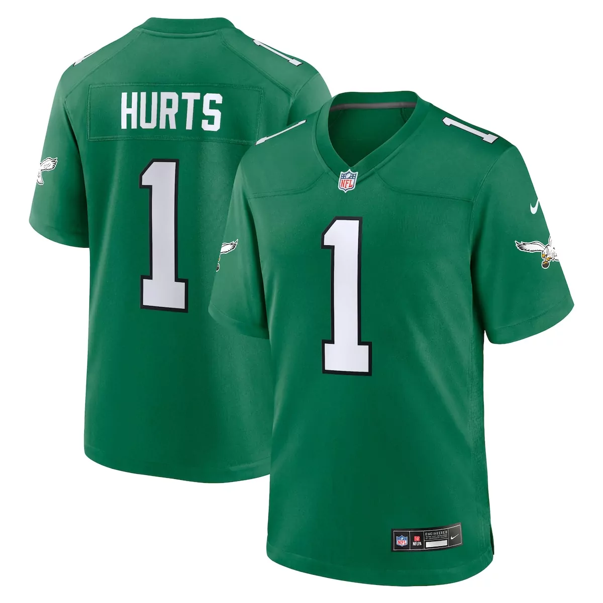 philadelphia eagles jalen hurts kelly green 2nd alternate vapor f u s e elite jersey