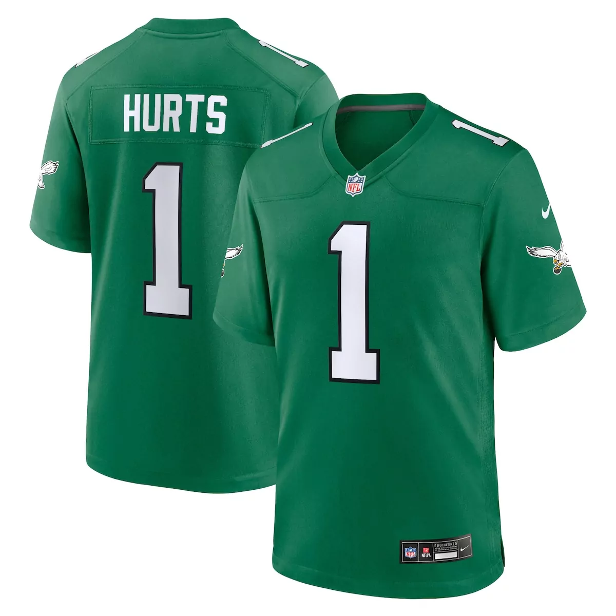philadelphia eagles jalen hurts kelly green 2nd alternate vapor f u s e elite jersey