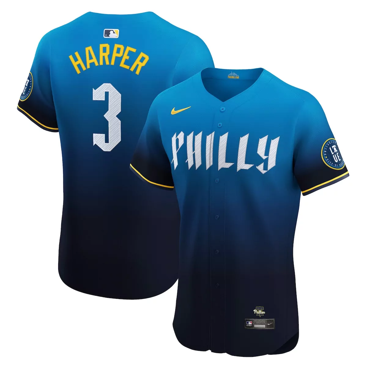philadelphia phillies bryce harper navy city connect elite jersey