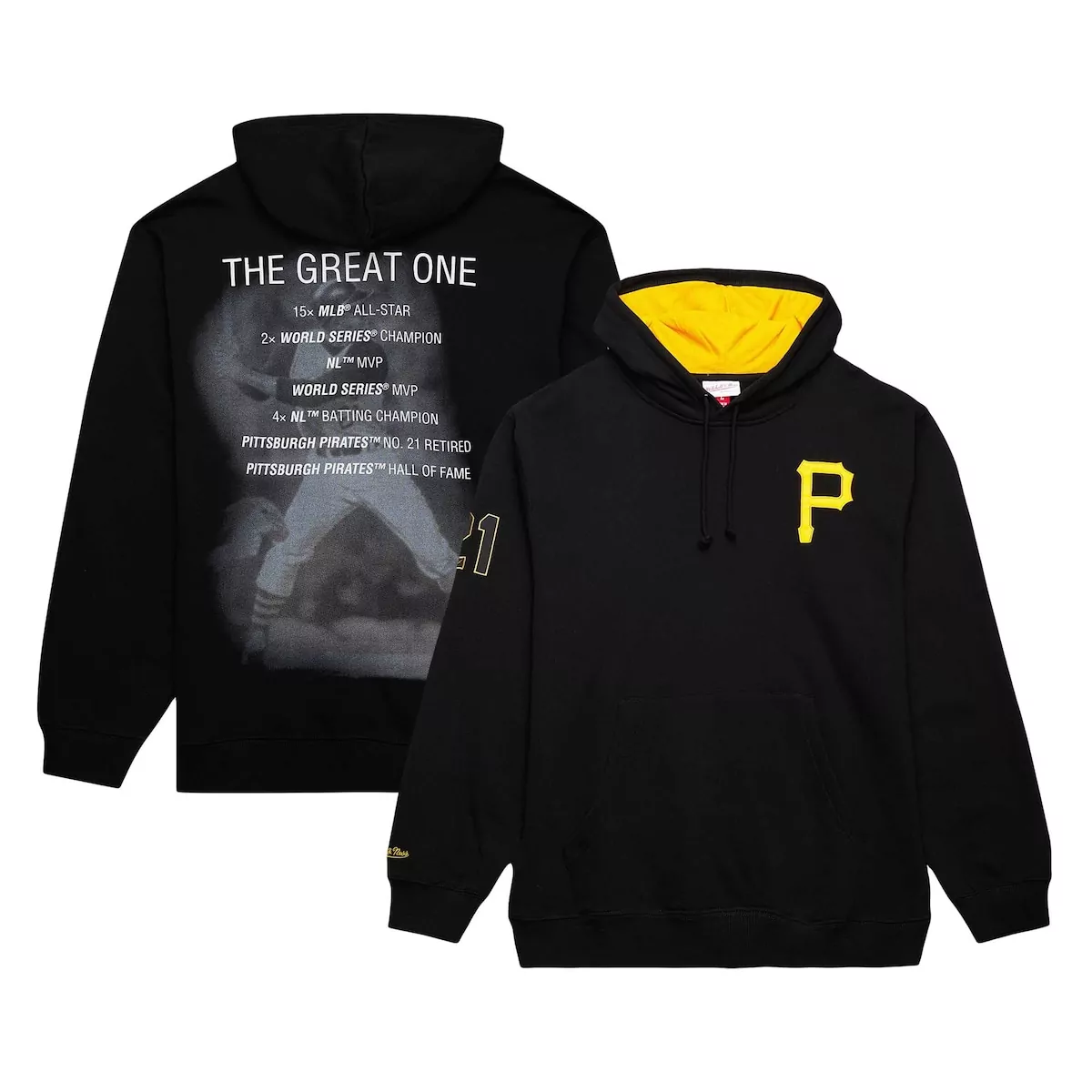 pittsburgh pirates roberto clemente black vintage logo name number pullover hoodie