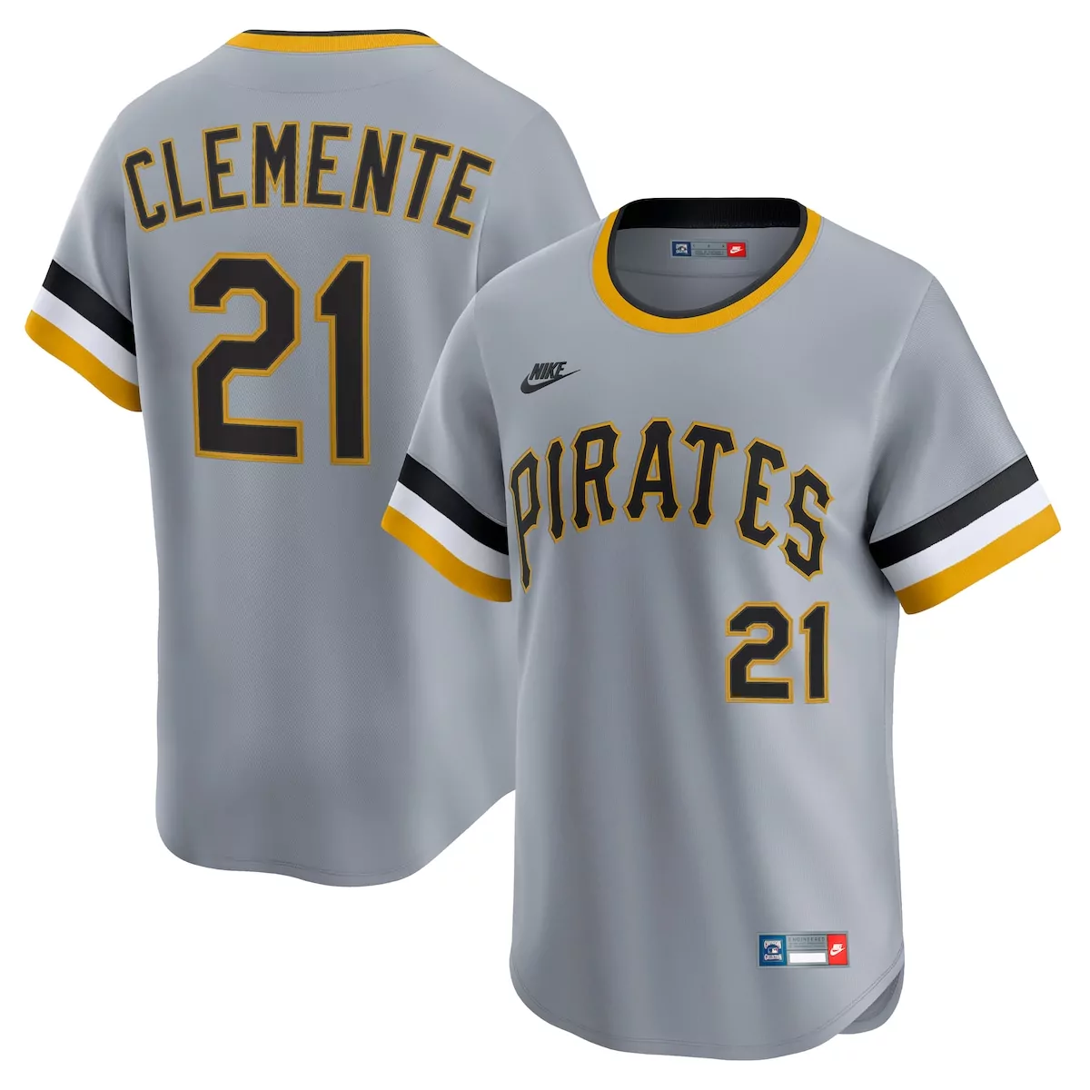 pittsburgh pirates roberto clemente gray throwback cooperstown collection limited jersey asm