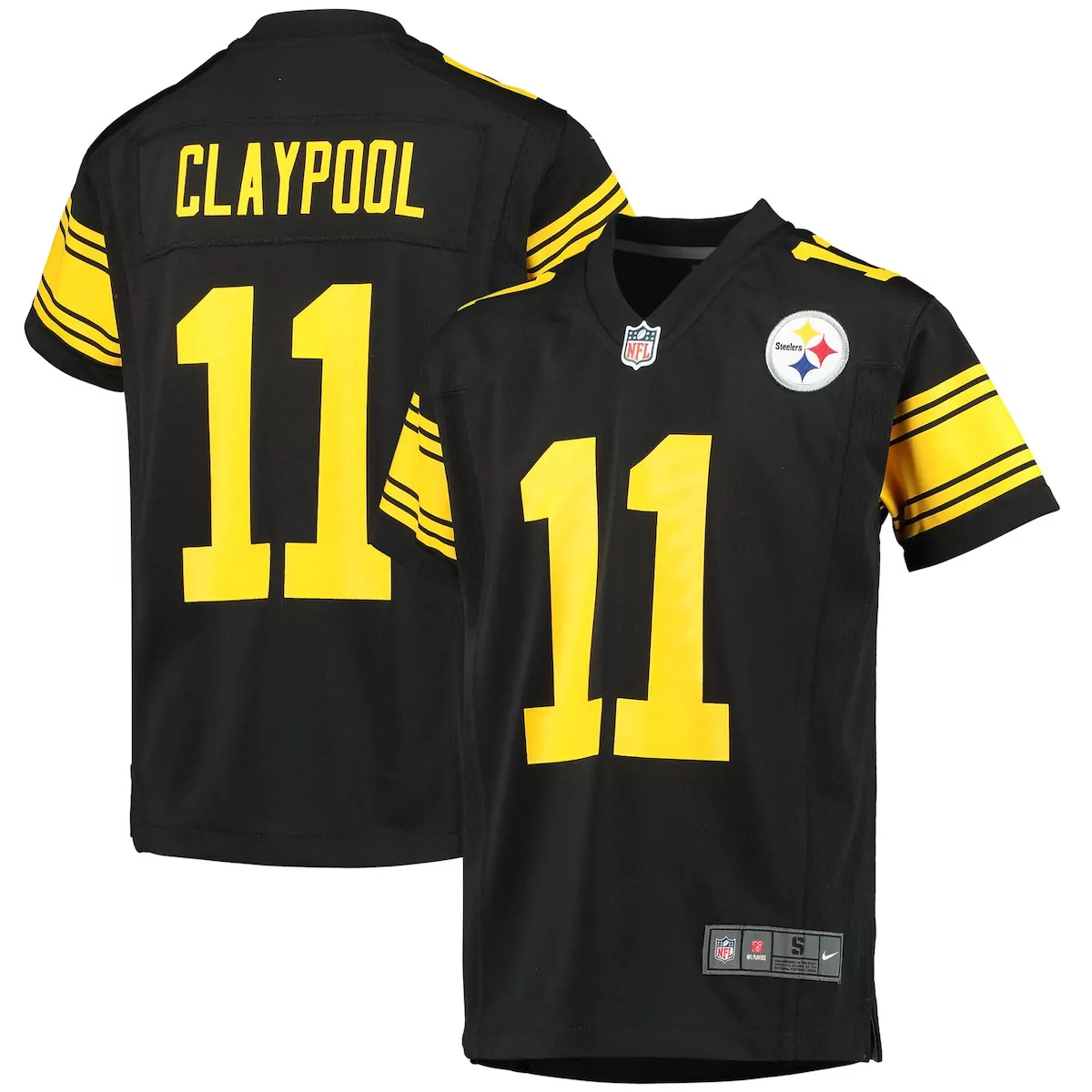 pittsburgh steelers chase claypool black alternate player game jersey 65q