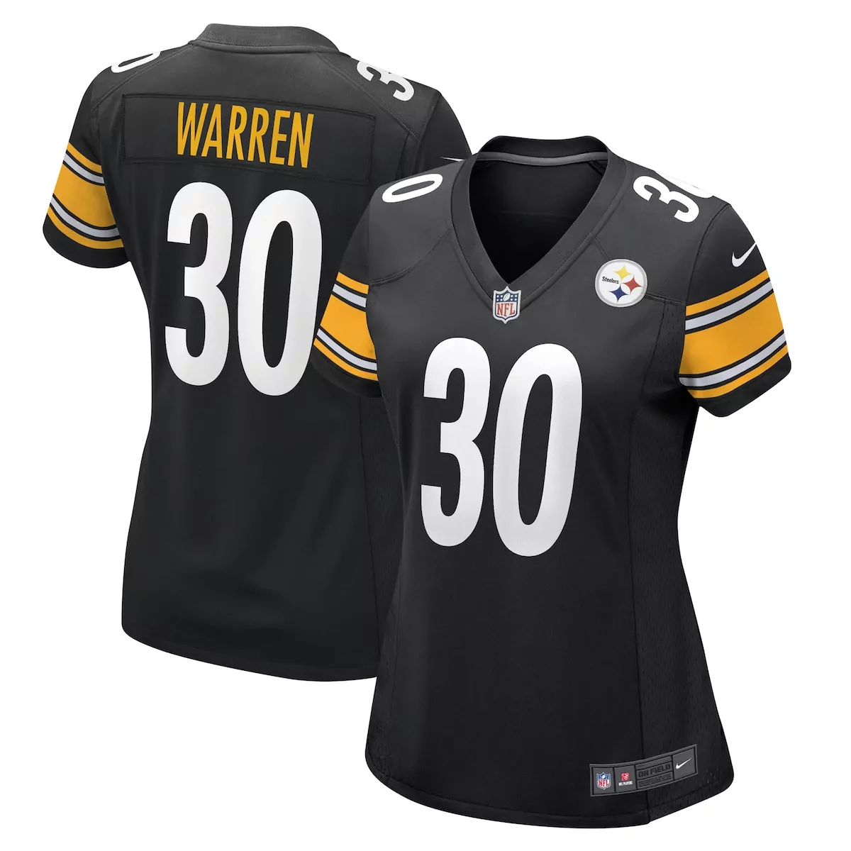 pittsburgh steelers jaylen warren black game player jersey