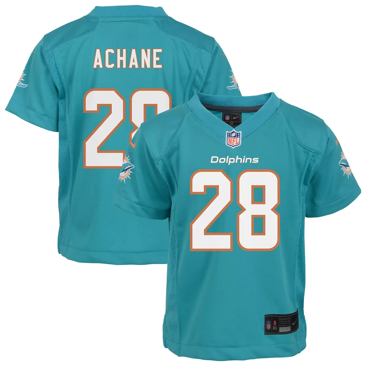 preschool miami dolphins de von achane aqua team game jersey bot