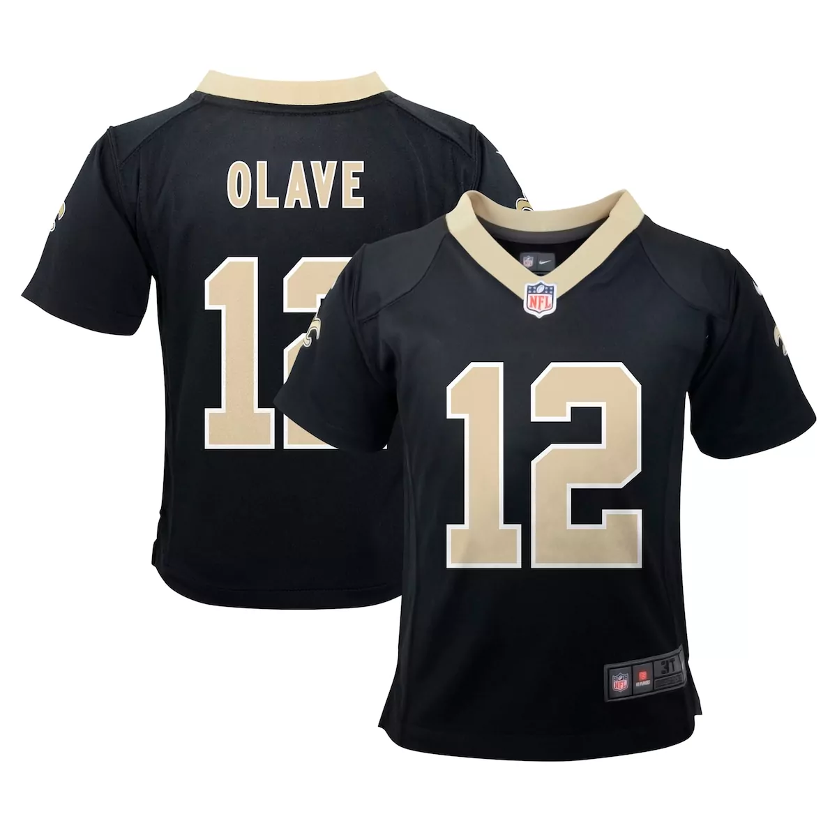 preschool new orleans saints chris olave black player game jersey a5o