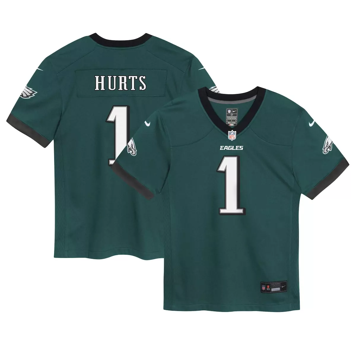 preschool philadelphia eagles jalen hurts midnight green game jersey 3xj