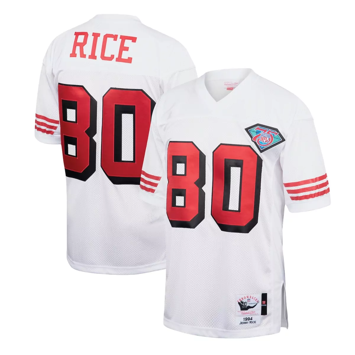 san francisco 49ers 1994 jerry rice white throwback retired player jersey