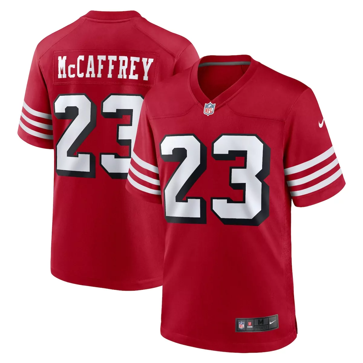 san francisco 49ers christian mccaffrey scarlet alternate game player jersey