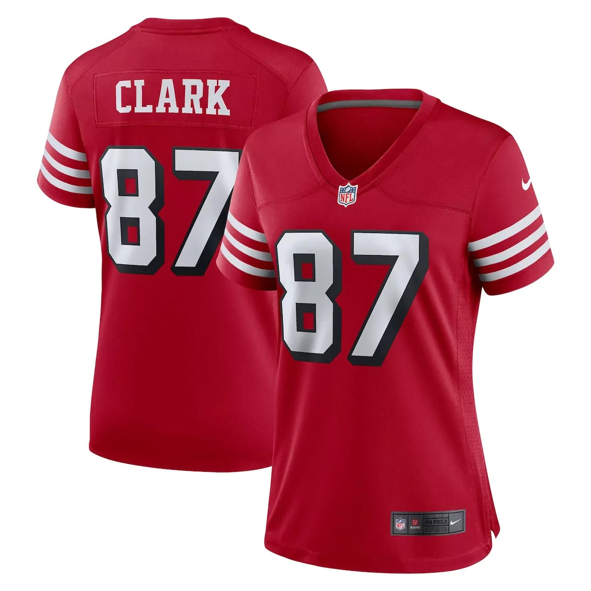 san francisco 49ers dwight clark scarlet alternate game jersey