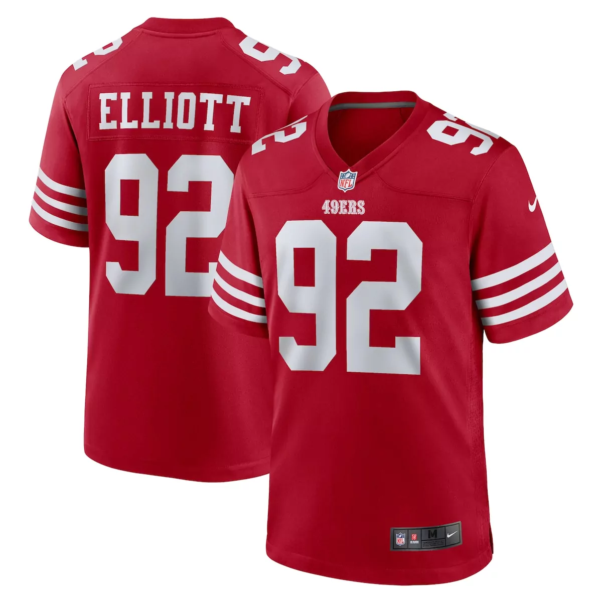 san francisco 49ers jordan elliott scarlet team game jersey t0w