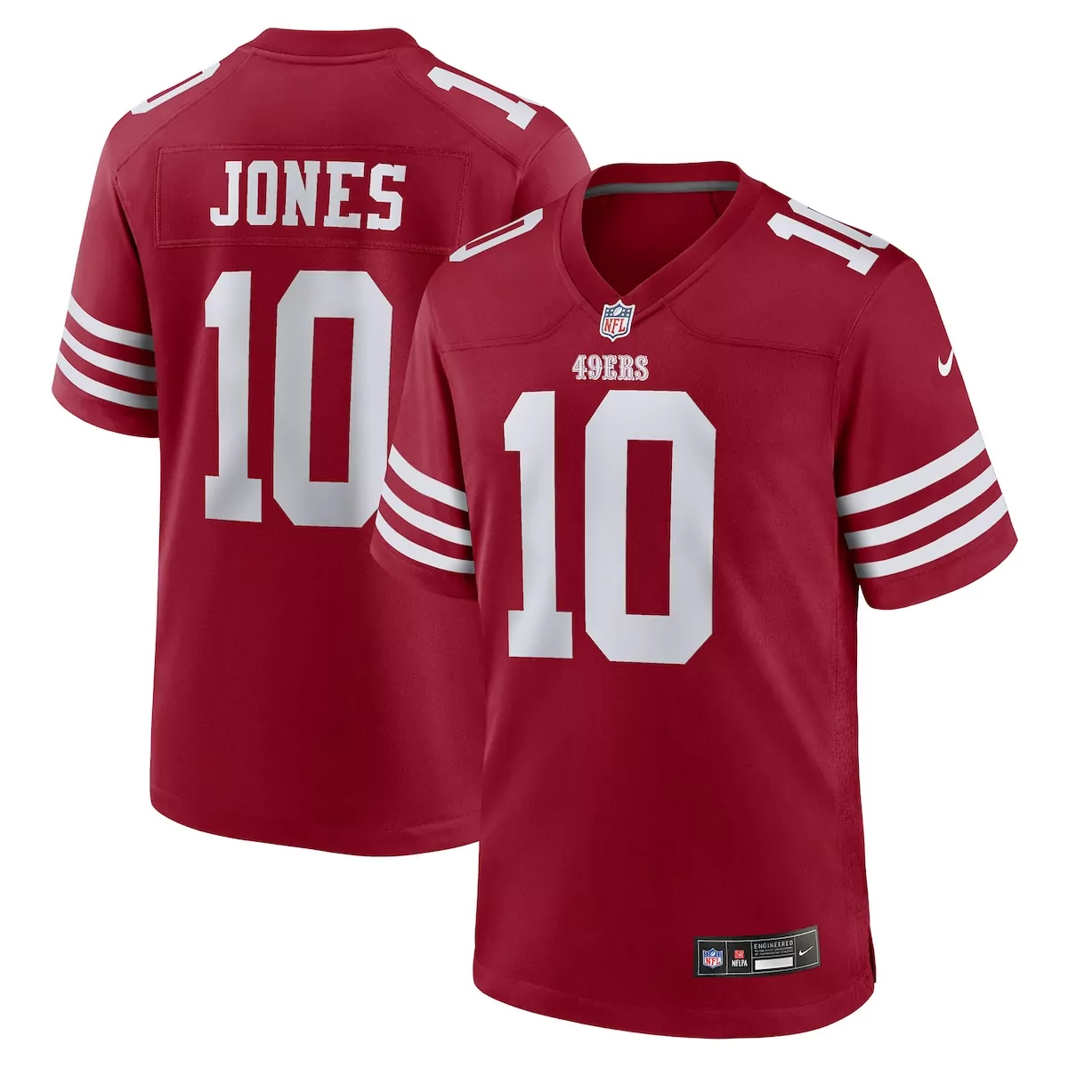 san francisco 49ers mac jones scarlet team game jersey k1z