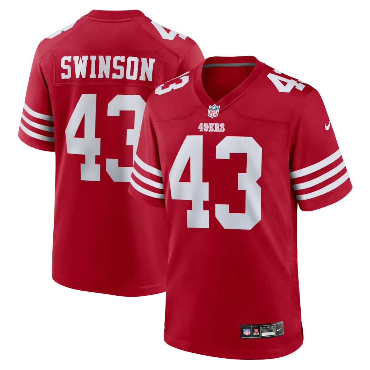 san francisco 49ers messiah swinson scarlet team game jersey