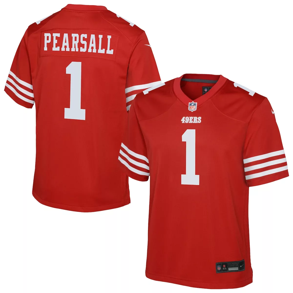 san francisco 49ers ricky pearsall scarlet team game jersey k1o