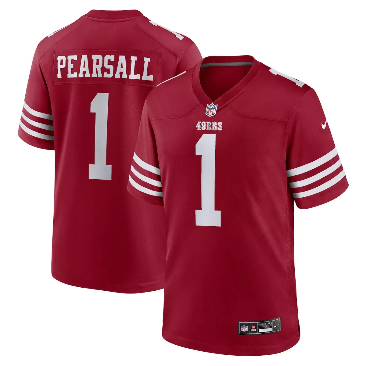 san francisco 49ers ricky pearsall scarlet team game jersey k1o