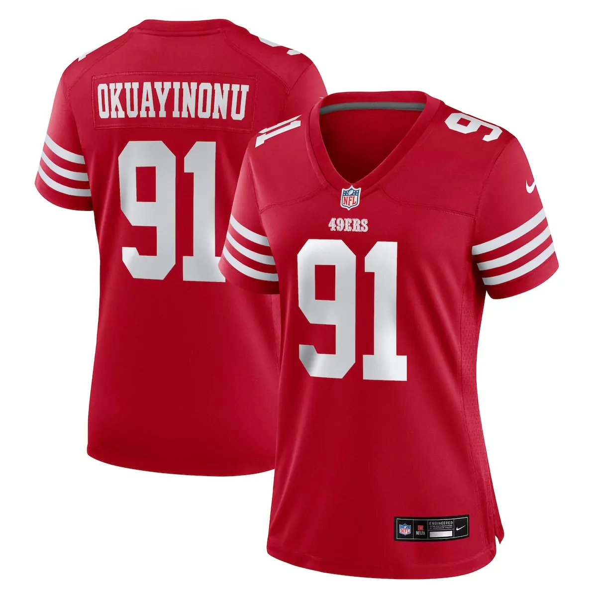 san francisco 49ers sam okuayinonu scarlet team game jersey 153