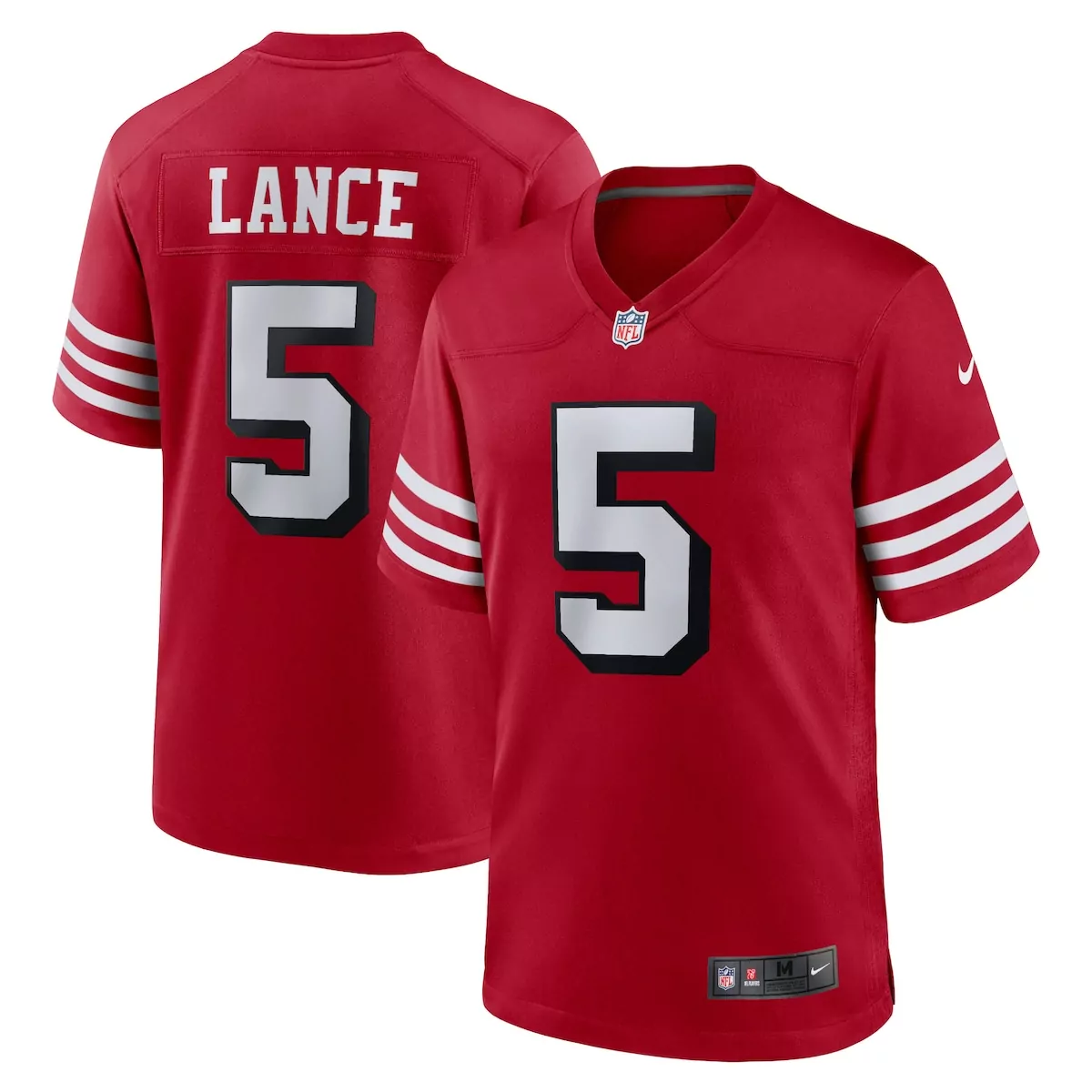 san francisco 49ers trey lance red alternate game jersey