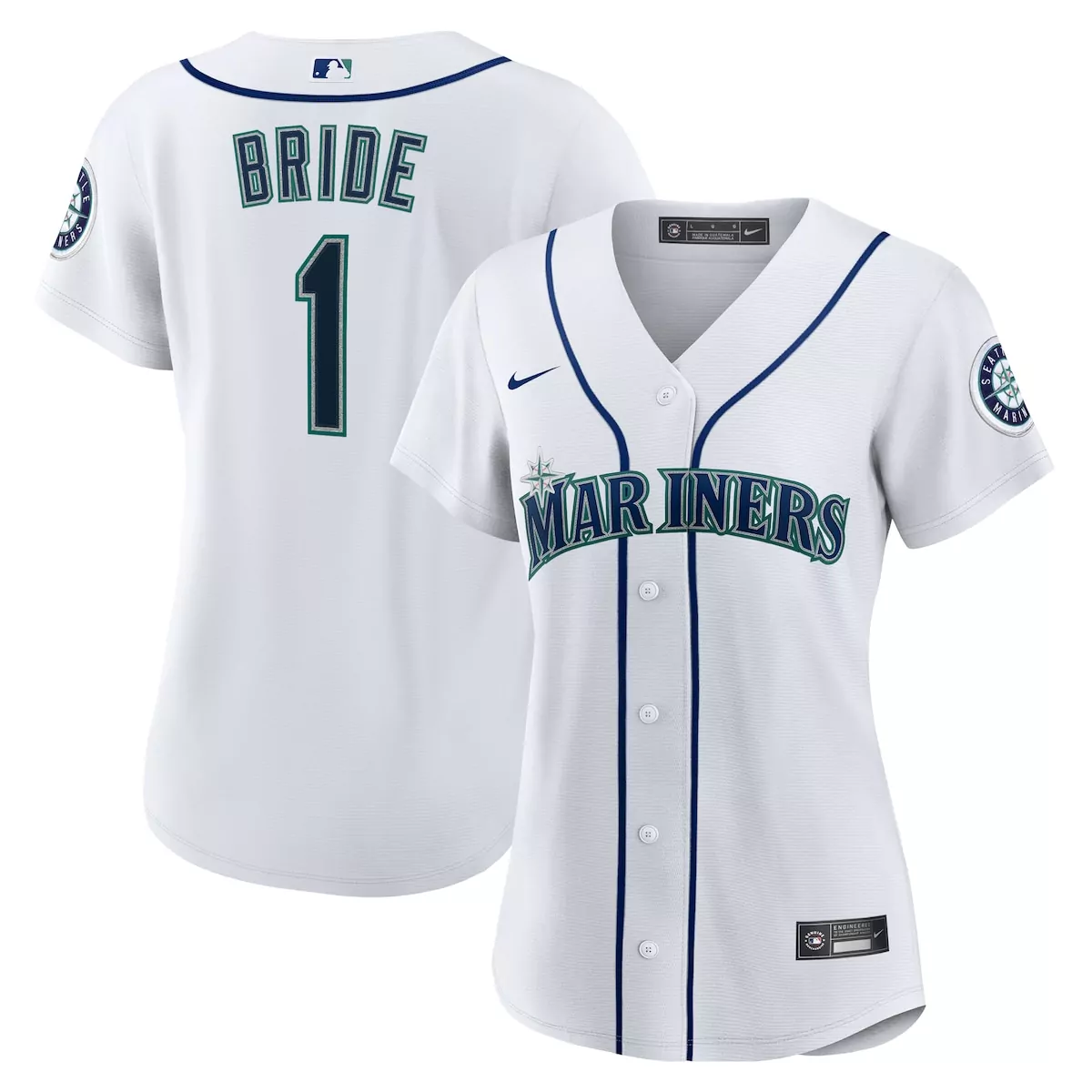 seattle mariners white 1 bride home jersey