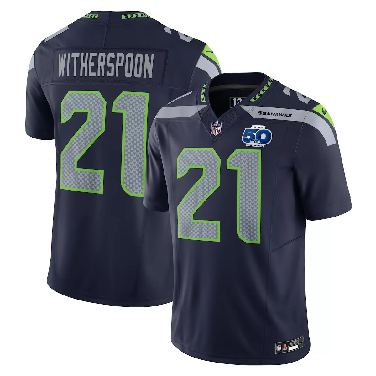 seattle seahawks devon witherspoon college navy team 50th season vapor f u s e limited jersey