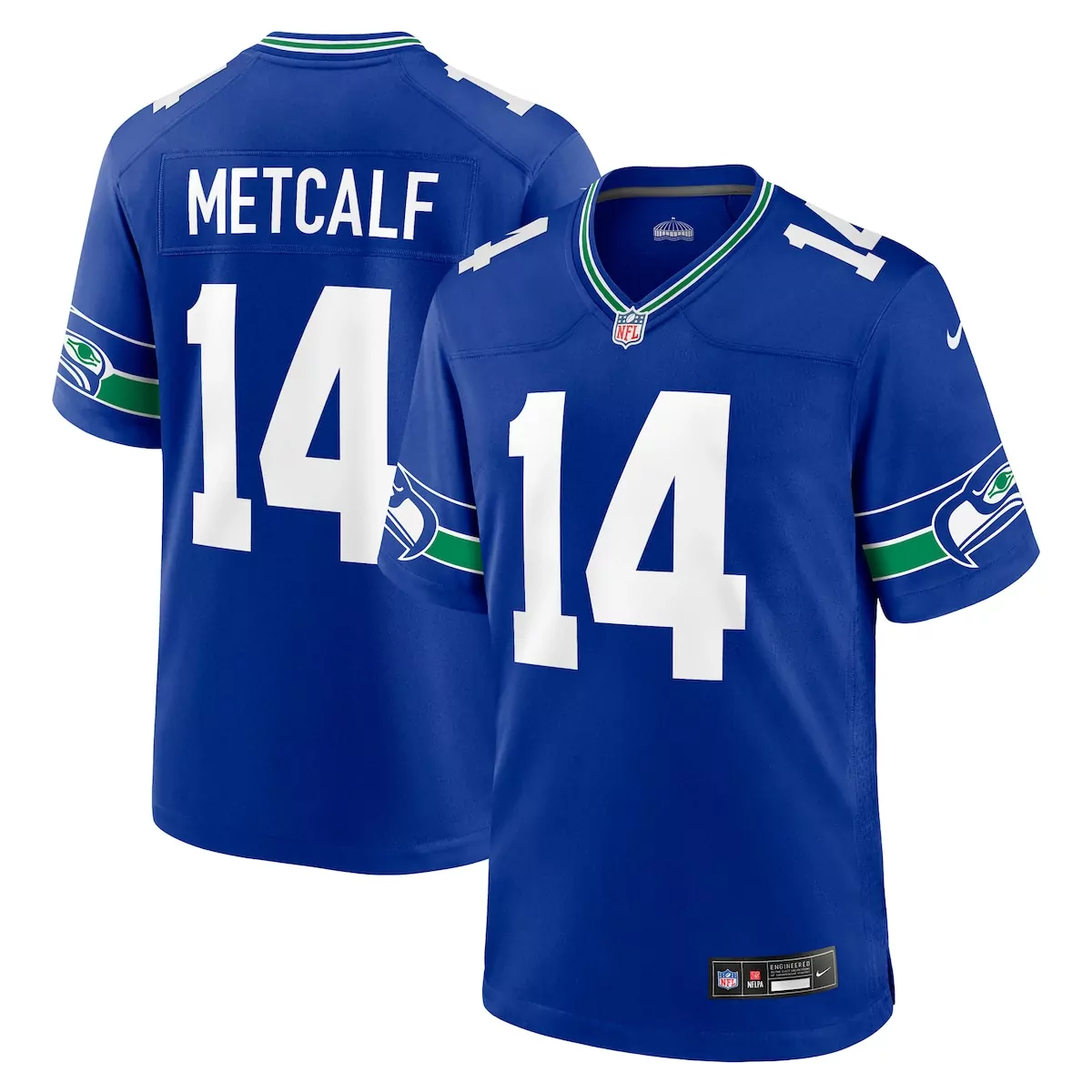 seattle seahawks dk metcalf royal throwback player game jersey a2