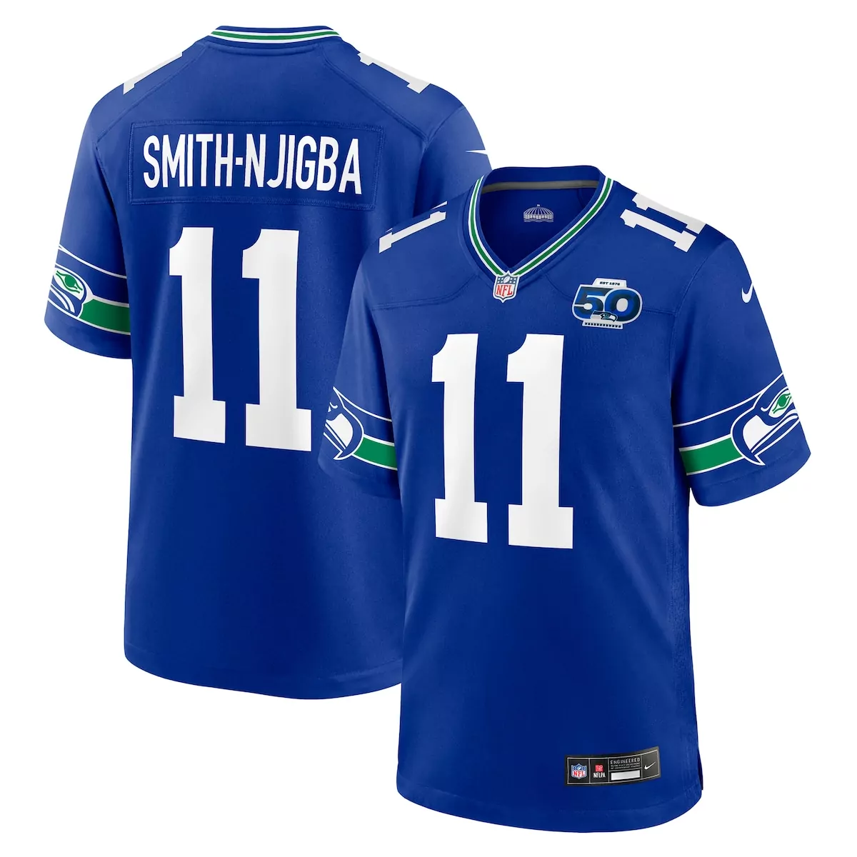 seattle seahawks jaxon smith njigba royal alternate 50th season game jersey