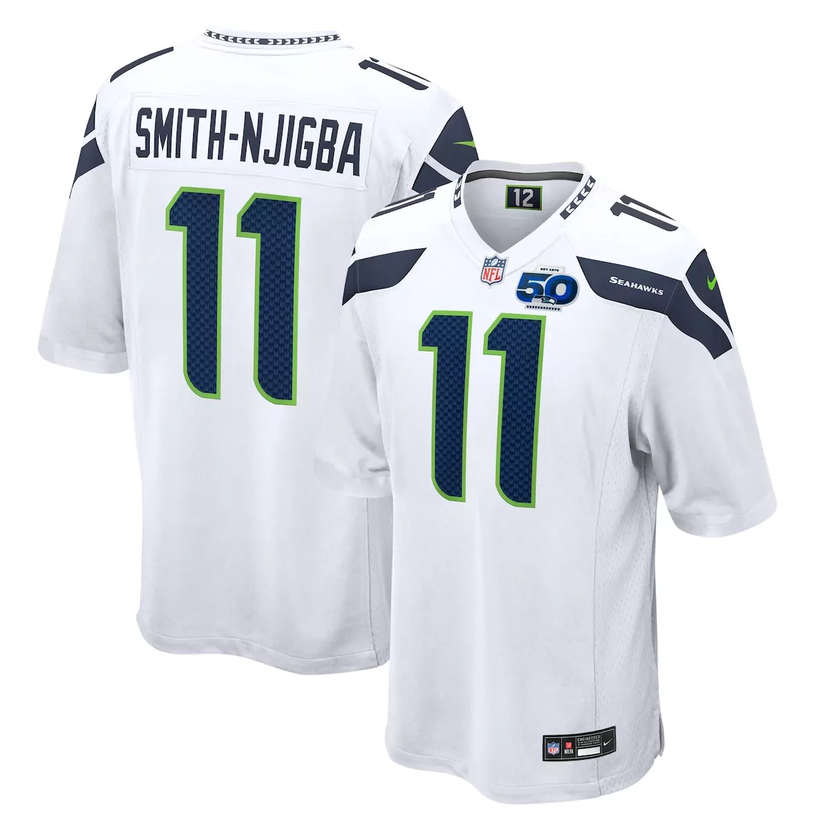seattle seahawks jaxon smith njigba white 50th season game jersey
