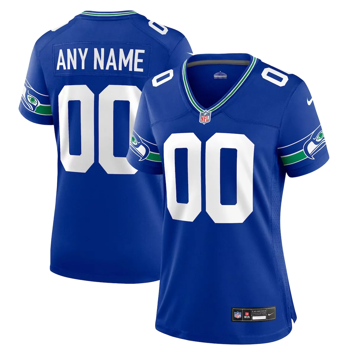 seattle seahawks royal 50th season throwback custom game jersey ajc