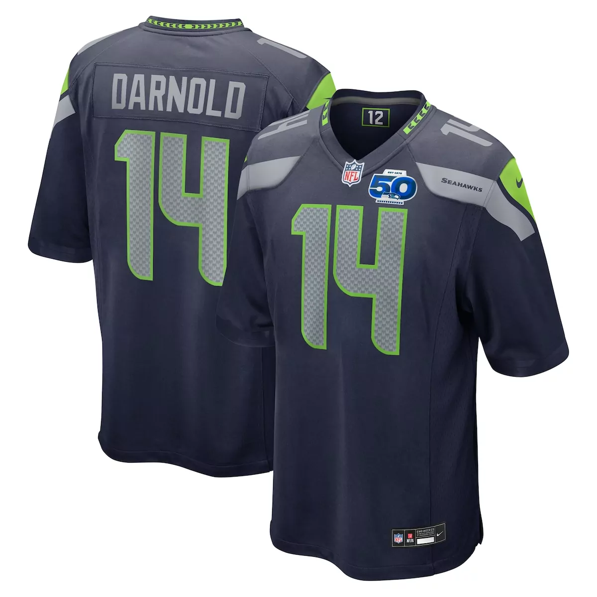 seattle seahawks sam darnold college navy team 50th season game jersey pe4