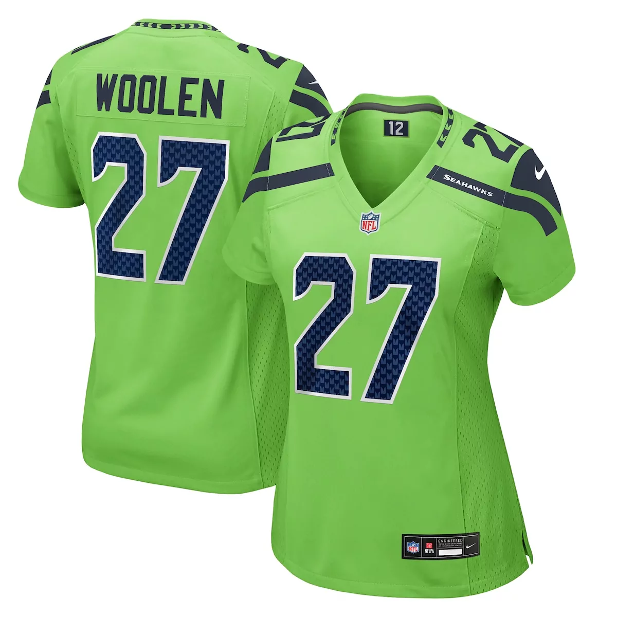 seattle seahawks tariq woolen neon green game jersey 4kl
