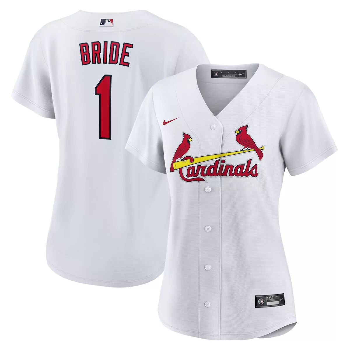 st louis cardinals white 1 bride home jersey
