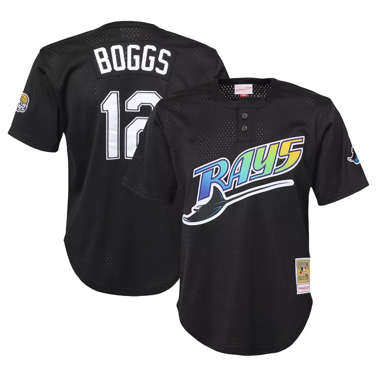 tampa bay rays wade boggs black cooperstown collection mesh batting practice jersey