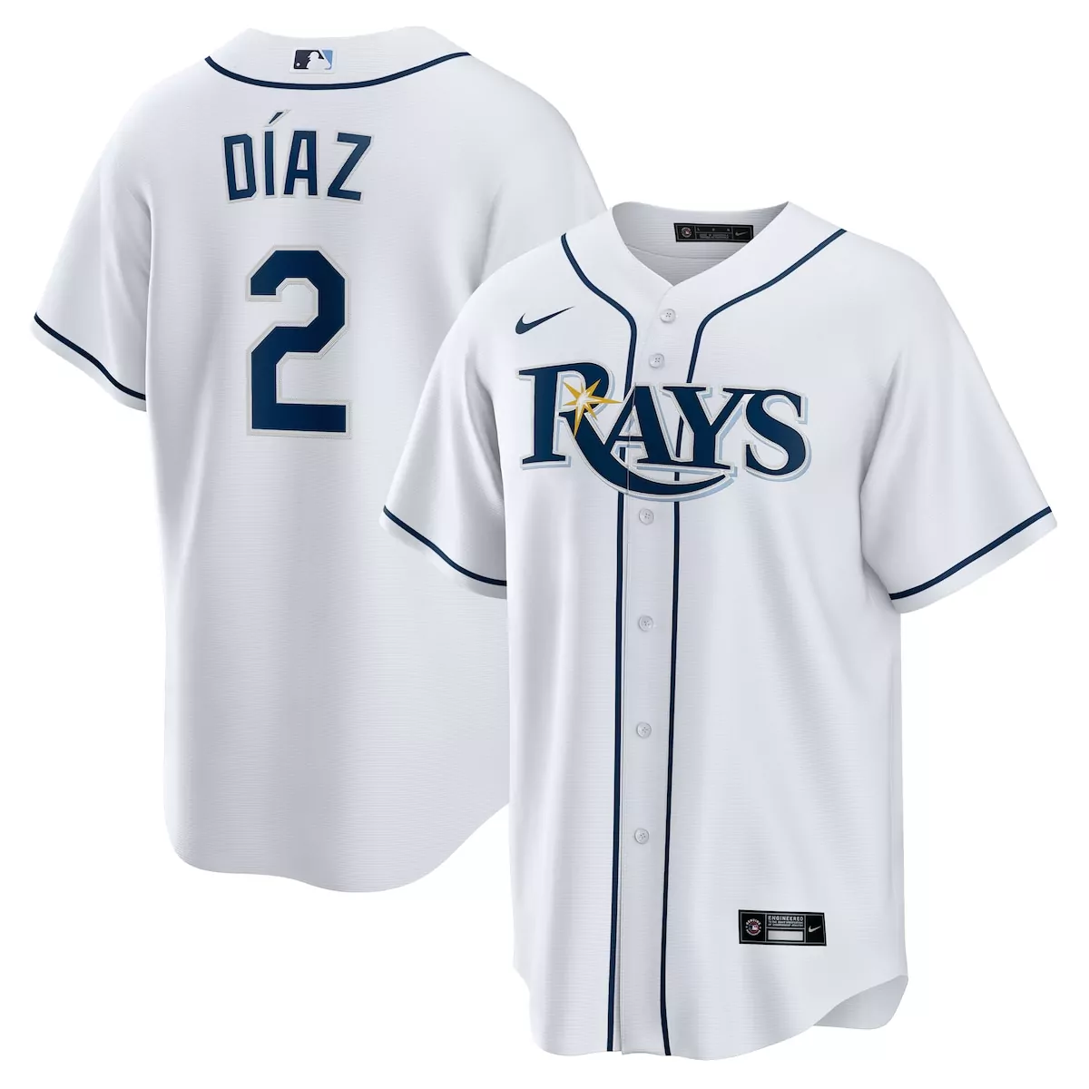 tampa bay rays yandy diaz white home player jersey